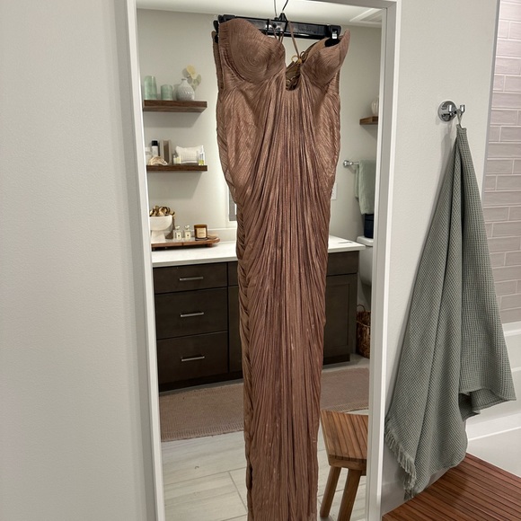 Maria Lucia Hohan Pleated Dress in Creme Brulee - Picture 4 of 7